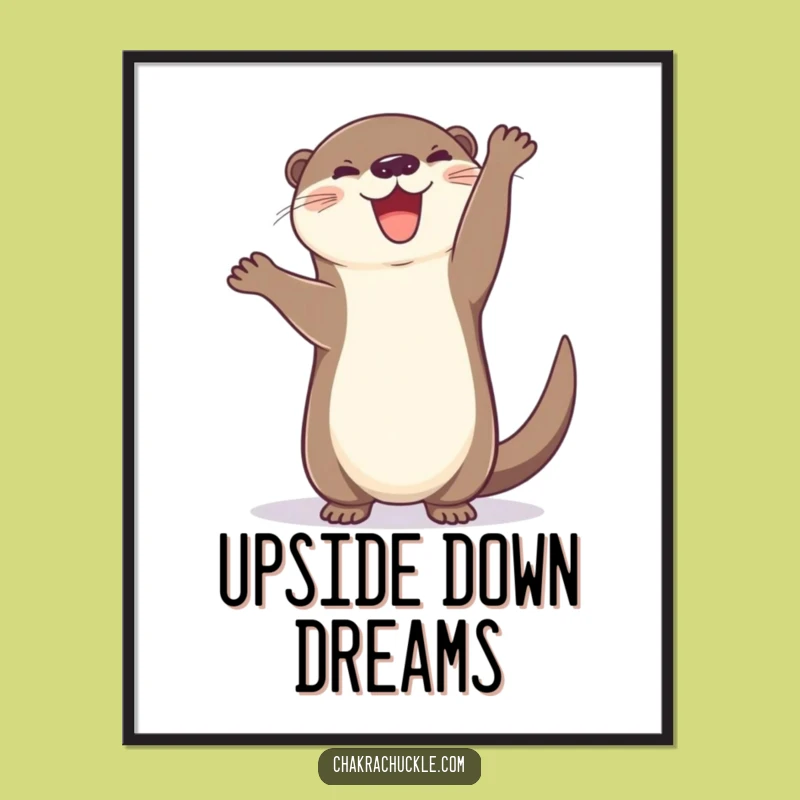 Funny Otter Handstand Digital Art: Hilarious Animal Yoga Print for Instant Joy
