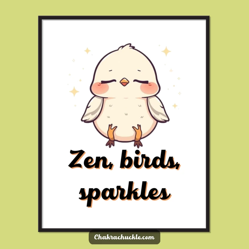 Funny Sparrow Zen Print: Meditating Bird Art for Humorous Walls