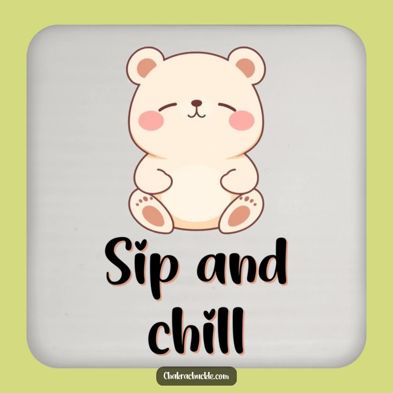 Funny Bear Meditation Coaster: Zen Animal for Humorous Surface Protection