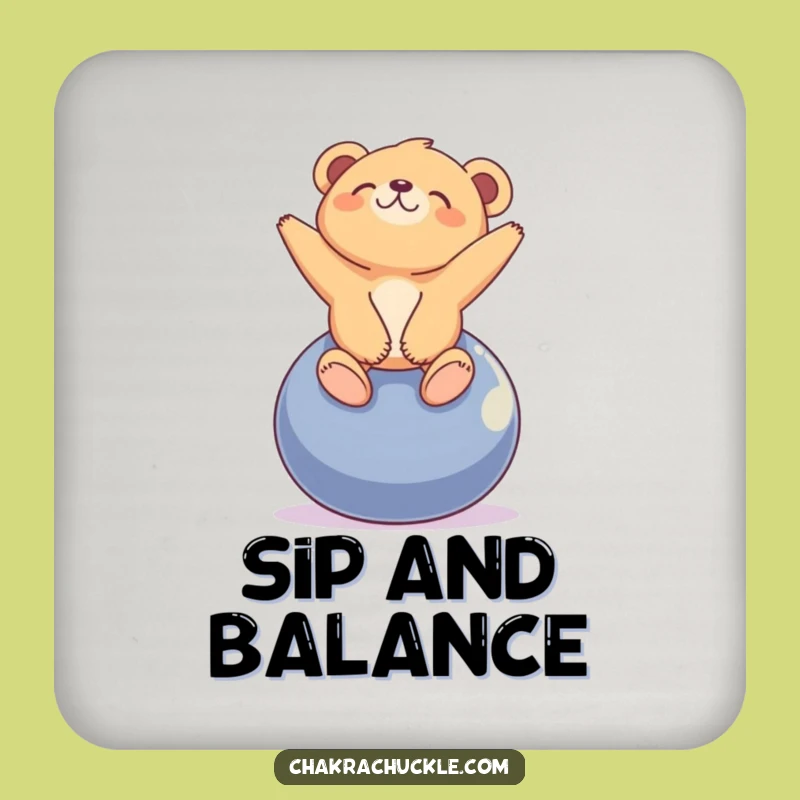 Funny Bear Yoga Coaster: Blissful Cub Balancing, Protect Surfaces Gift