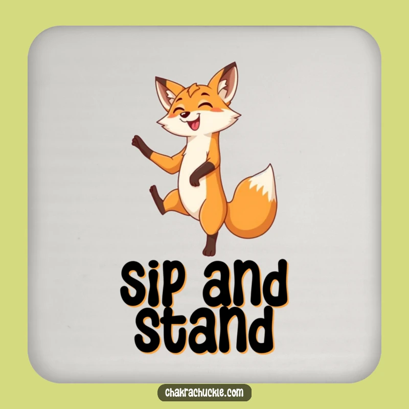 Funny Fox Tree Pose Drink Coaster: Graceful Yoga Protector Gift