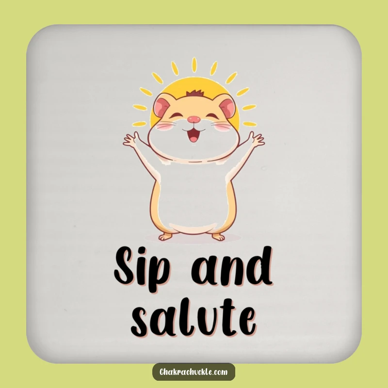 Funny Hamster Sun Salutation Drink Coaster: Hilarious Yoga Protector Gift
