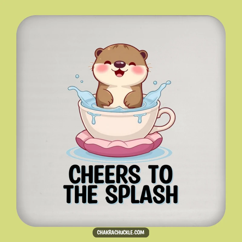 Funny Happy Otter Coasters: Set of Playful Meditation Decor for Your Table