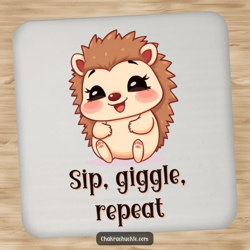 Funny Hedgehog Baby Pose Coasters: A set featuring a giggling hedgehog in a happy baby pose, adding humorous charm.
