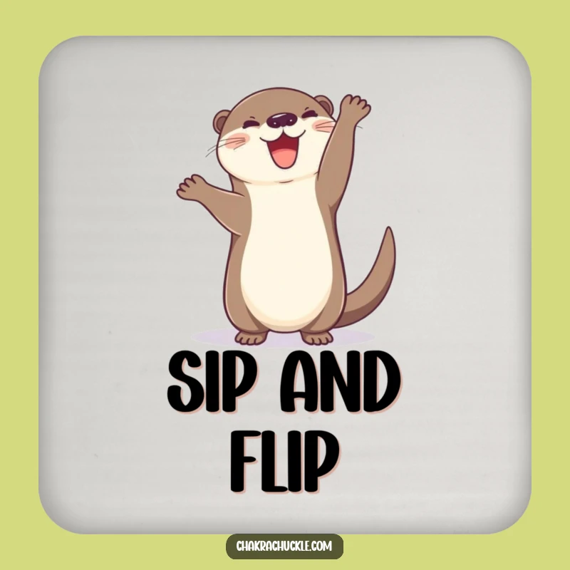 Funny Otter Handstand Drink Coaster: Hilarious Animal Yoga Protector Gift