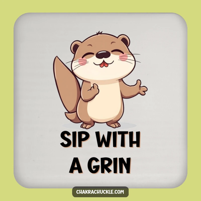 Funny Otter Meditation Coaster: Energetic Yogi for Humorous Surface Protection