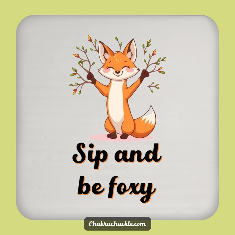 Funny Yoga Fox Coaster - Protect Surfaces with Woodland Charm