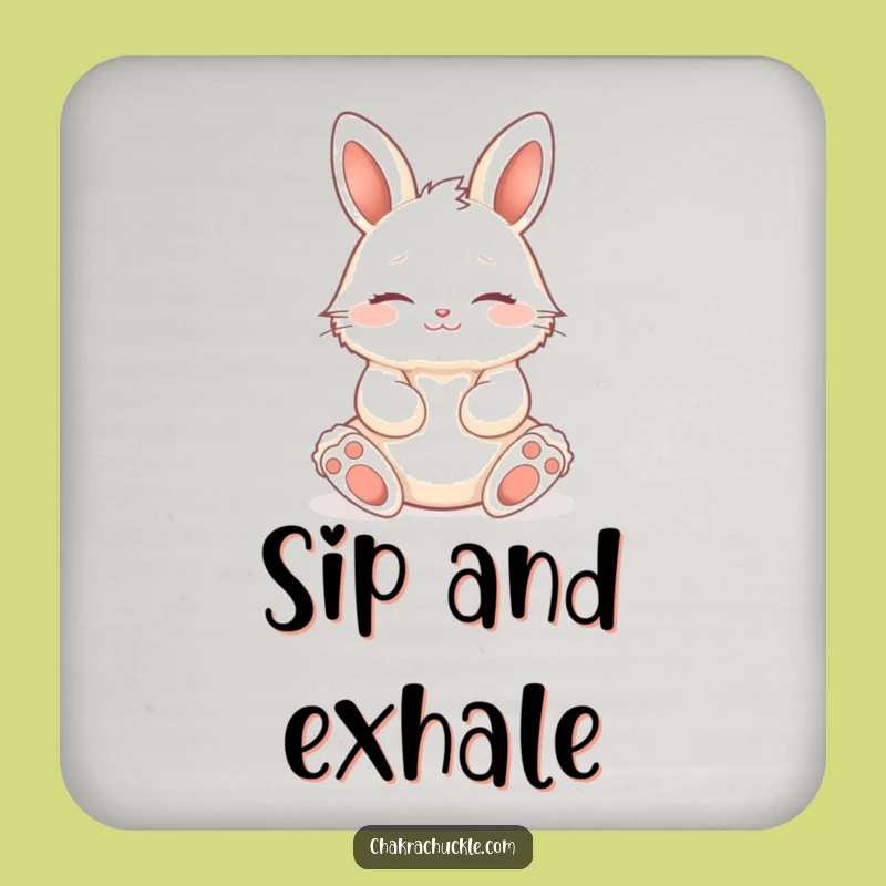Funny Zen Bunny Yoga Coaster Set, Peaceful Rabbit Drink Protection for Calm Tables and Gifts
