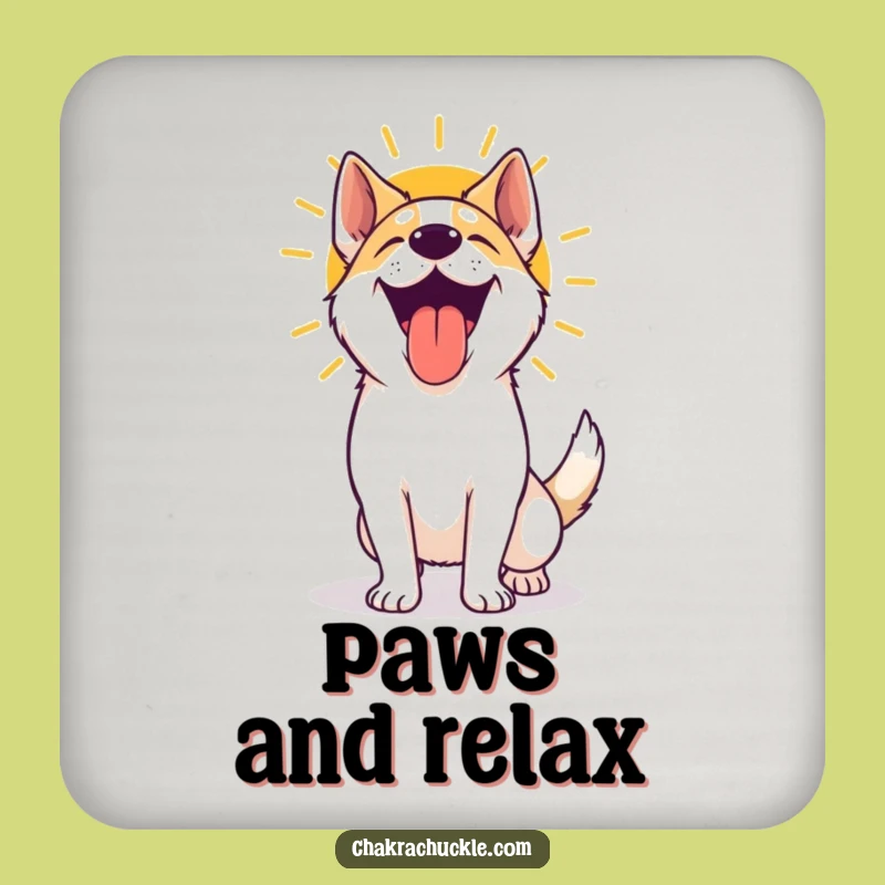 Funny Yoga Dog Drink Coaster: Happy Pooch Panting After Sun Salutation, Tabletop Gift!