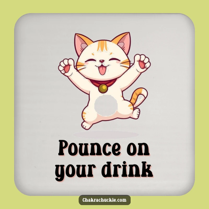 Funny Cat Warrior Coaster - Protect Surfaces with Playful Glee, Great Gift!