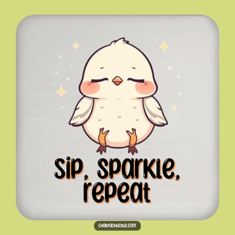 Funny Sparrow Zen Coasters: Meditating Bird Set for Humorous Tables