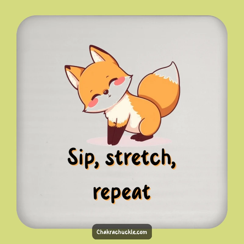 Funny Yoga Fox Coaster - Protect Surfaces with Playful Vibes!