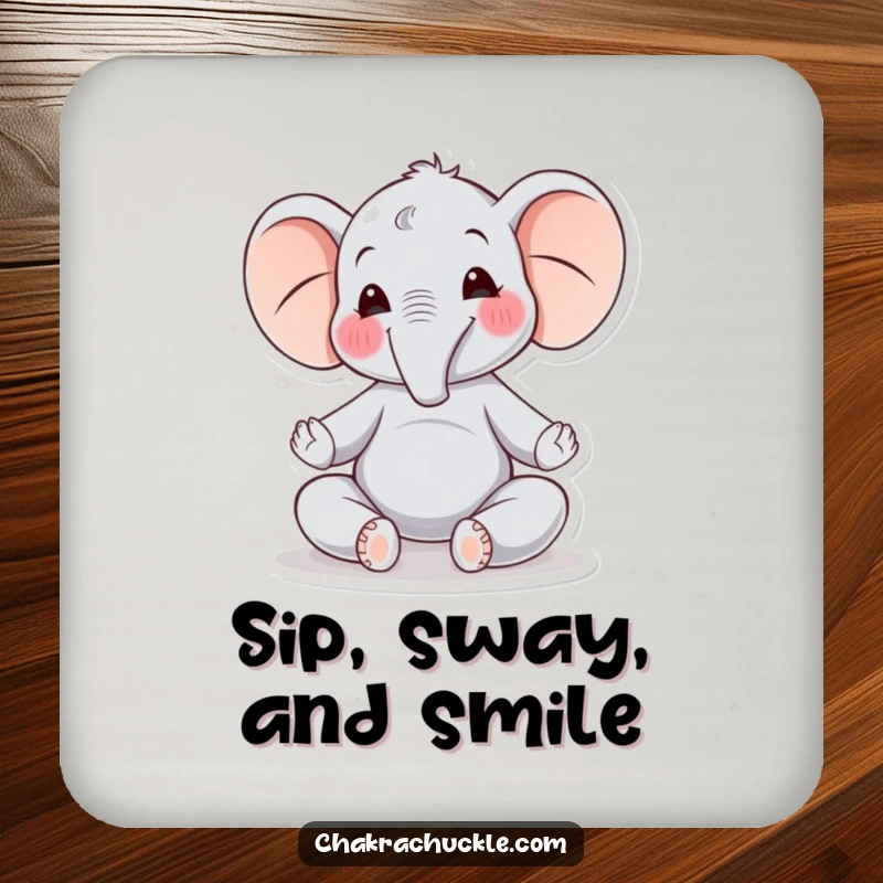 Funny Elephant Yoga Coaster: A joyful elephant meditates gently, swaying, providing protection with peaceful charm.