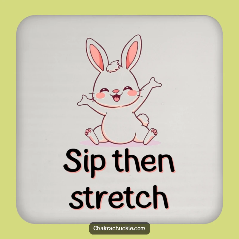 Funny Kawaii Bunny Yoga Drink Coasters: Adorable Downward Dog Protection for Surfaces Gift