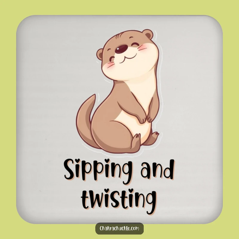 Funny Otter Yoga Twist Drink Coaster: Protect Surfaces with Cheer