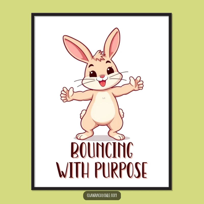 Funny Bunny Warrior Poster - Playful Yoga Pose Wall Art