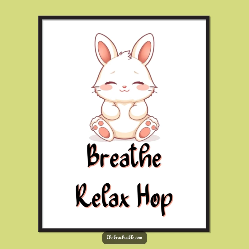 Funny Zen Bunny Yoga Poster, Peaceful Rabbit Lotus Art for Calm Spaces and Gift Ideas