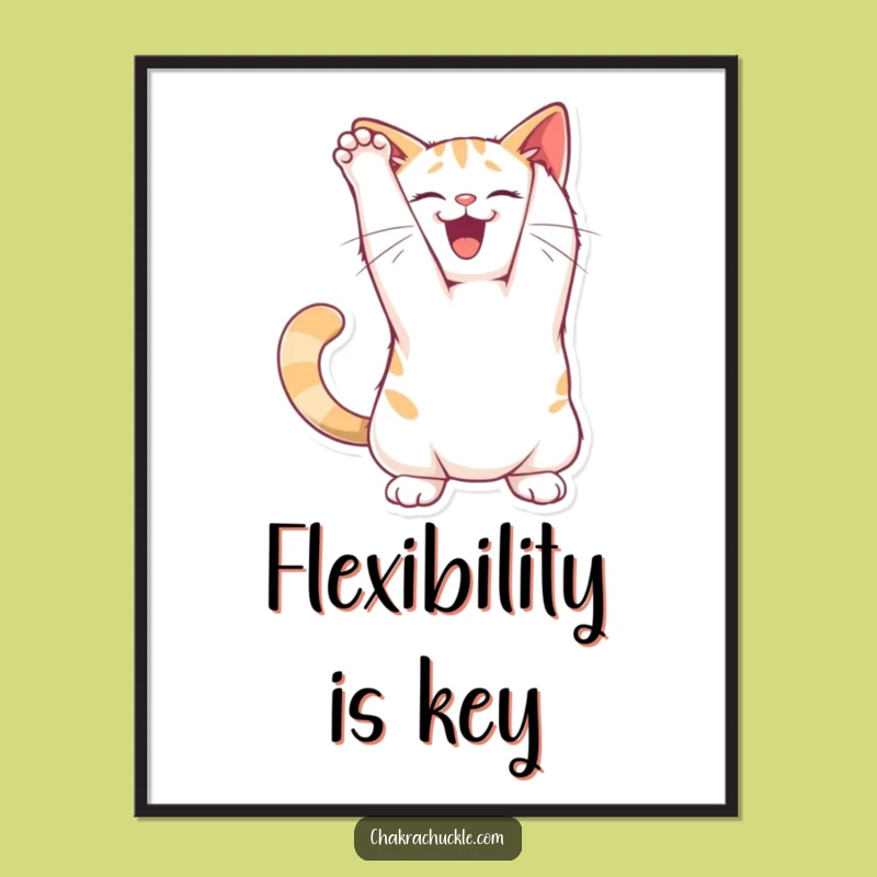 Funny Joyful Cat Stretch Poster: Add Playful Humor to Your Walls