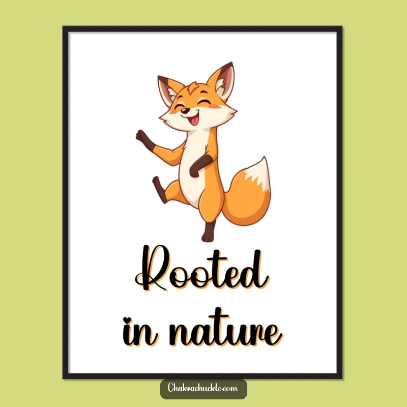 Funny Fox Tree Pose Poster: Graceful Yoga Wall Art for Fox Lovers
