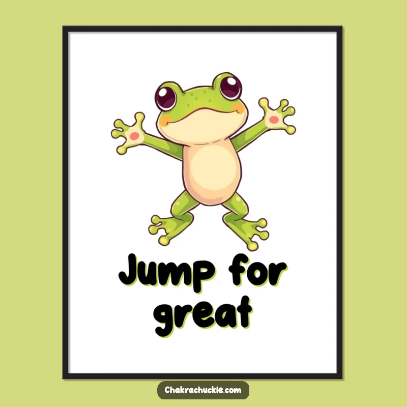 Funny Frog Leap Poster: Dynamic Animal Art for Energetic Spaces Gift