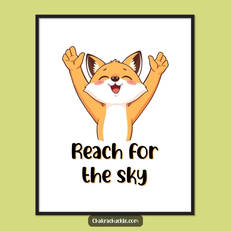 Funny Morning Fox Art Print - Motivational Stretching Fox, Ideal for Home Decor Gift!