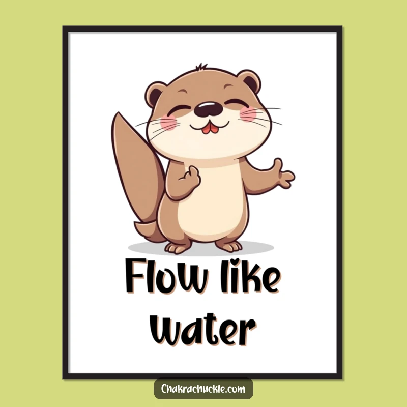 Funny Otter Meditation Poster: Energetic Yogi Art for Hilarious Decor