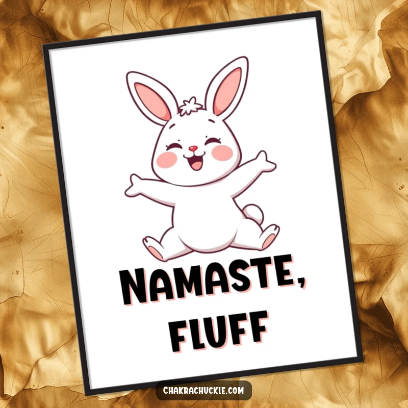 Funny Yoga Bunny Poster, a kawaii bunny stretching in downward-facing dog, perfect for serene wall decor.