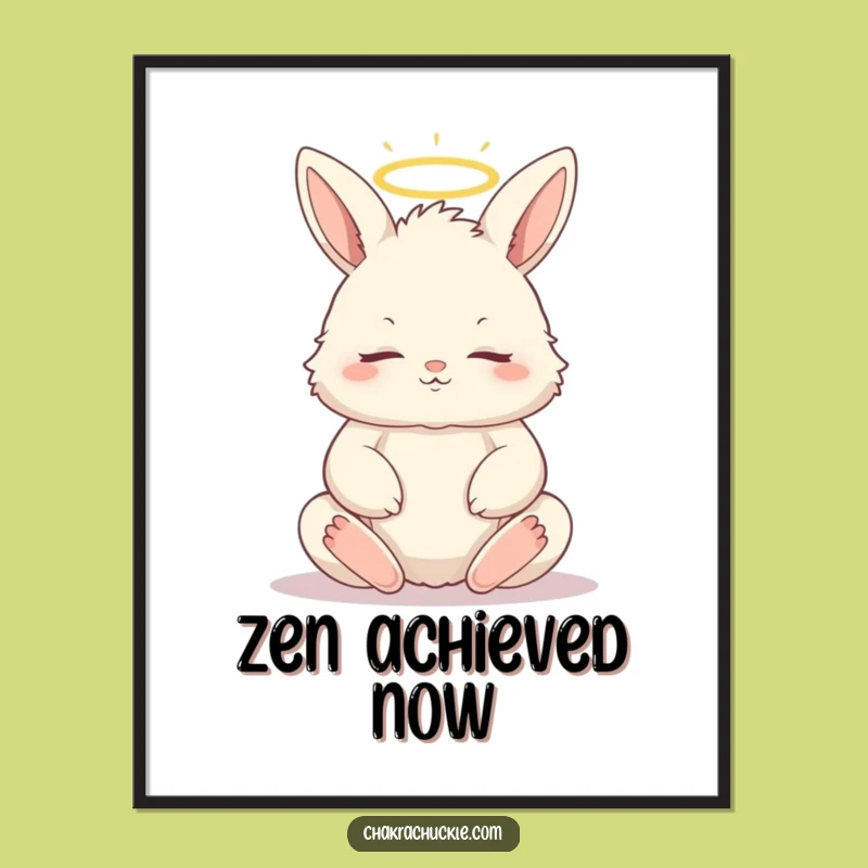 Funny Zen Bunny Art Print - Peaceful Yoga Decor for Serene Spaces