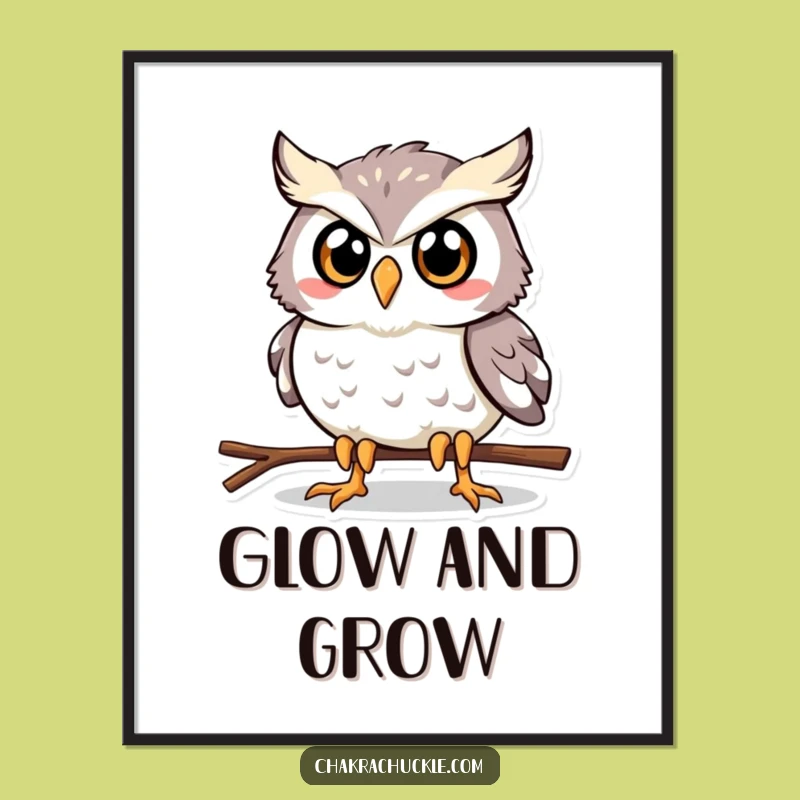 Funny Owl Plank Poster: Determined Bird Art for Humorous Gym Decor