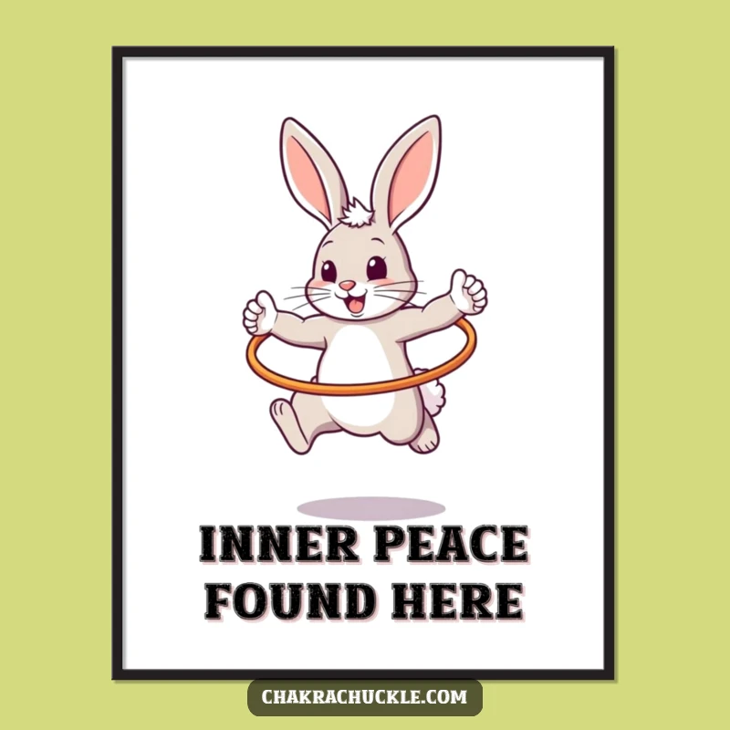 Funny Warrior Bunny Poster: Bouncy Hoop Pose Wall Art, Hilarious Gift Idea