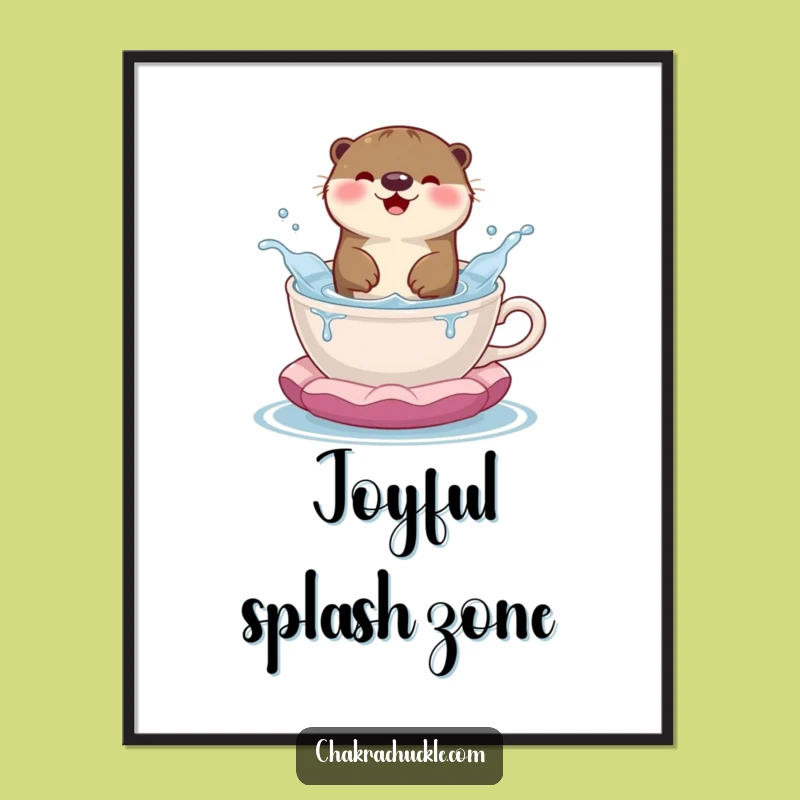 Funny Happy Otter Poster: Playful Meditation Art for a Cheerful Home