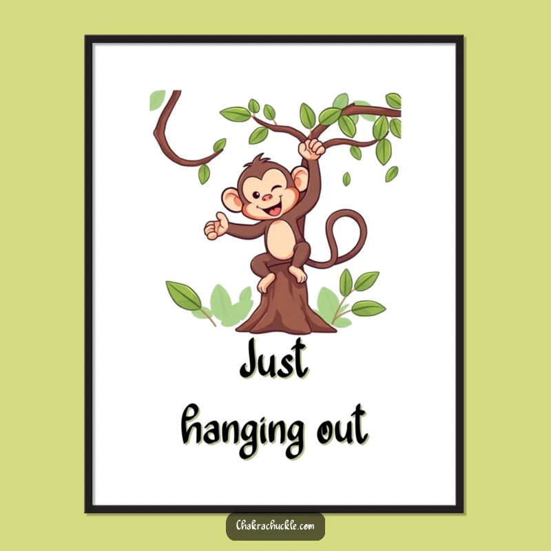 Funny Monkey Poster: Mischievous Tree Pose Art - Hilarious Wall Decor!