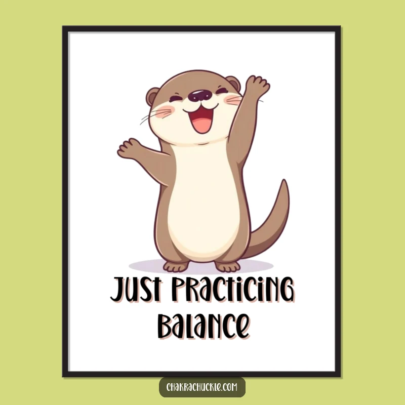 Funny Otter Handstand Poster: Hilarious Animal Yoga Wall Art for Home Decor