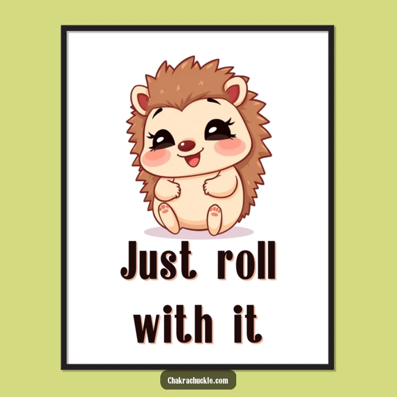 Funny Hedgehog Baby Pose Poster: Giggling Art for Humorous Spaces