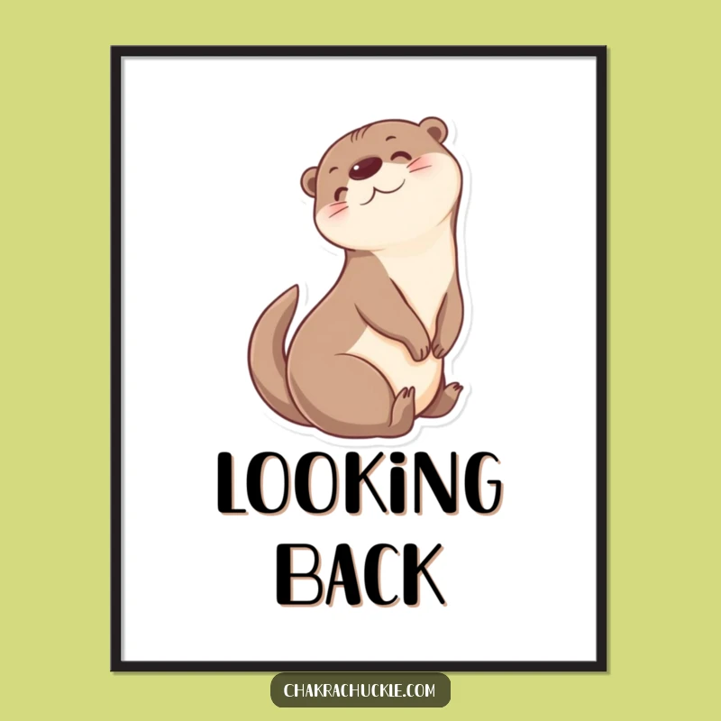 Funny Otter Yoga Pose Art Poster: Cheerful Wall Decor for Animal Lovers