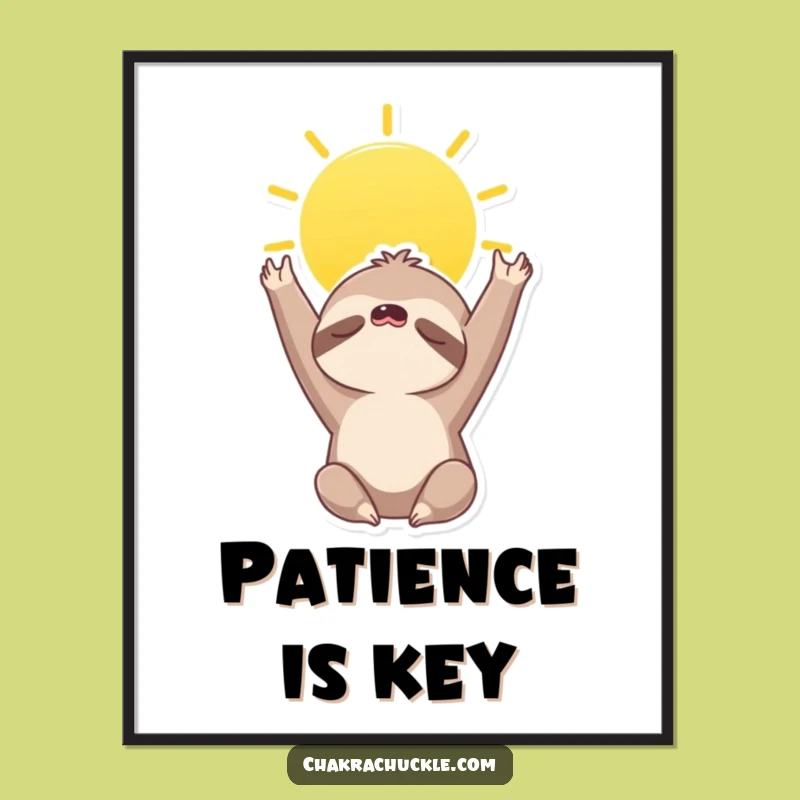 Funny Sloth Poster - Relaxing Wall Art of Sloth in Yoga Pose