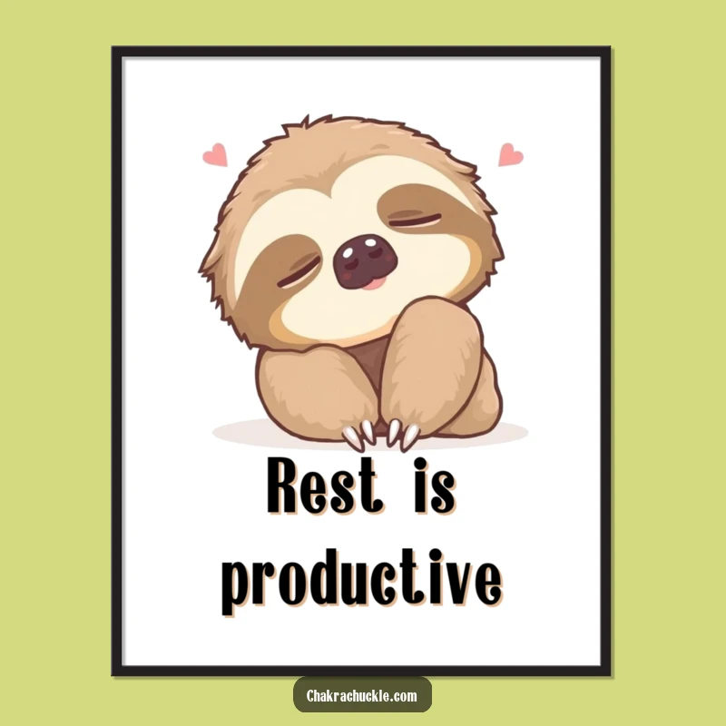 Funny Sloth Neck Roll Poster - Relaxing Wall Art for a Calm Space