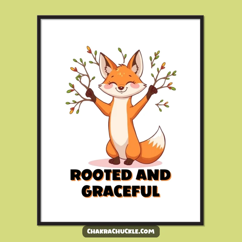 Funny Yoga Fox Poster - Whimsical Art for Nature Lovers' Spaces