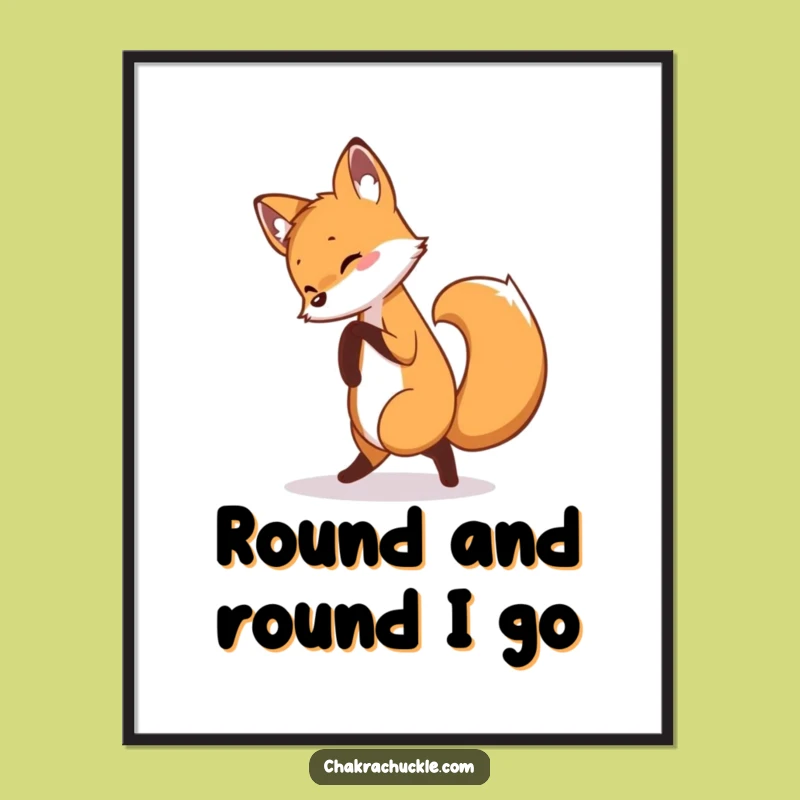 Funny Fox Poster: Adorable Playful Fox in Yoga Pose, Hilarious Wall Art & Funny Gift