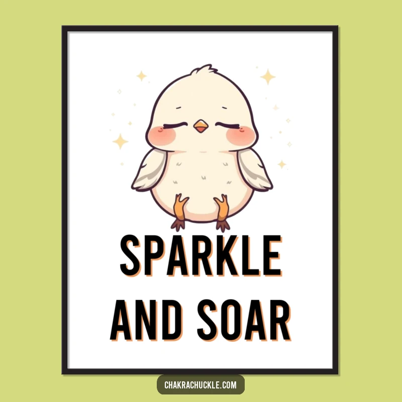 Funny Sparrow Zen Poster: Meditating Bird Art for Humorous Spaces