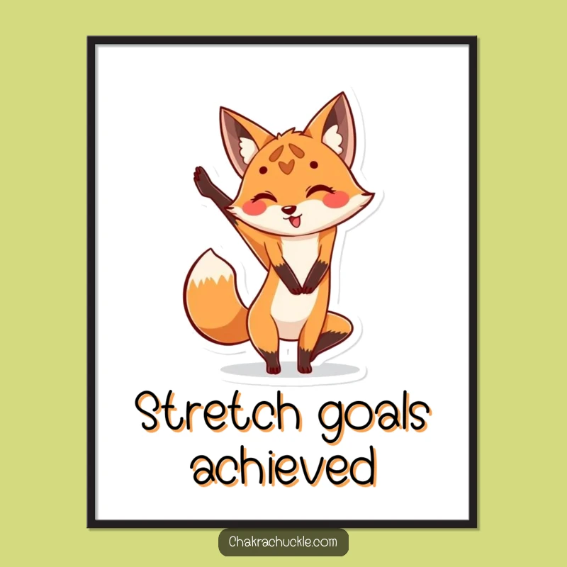 Funny Fox Yoga Poster: Playful Animal Pose Art for a Hilarious Decor