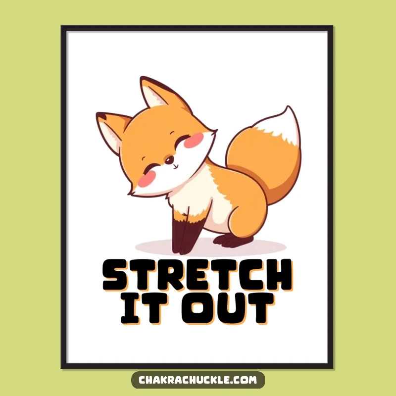 Funny Yoga Fox Art Print - Dynamic Animal Pose for Active Decor