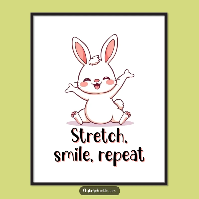 Funny Kawaii Bunny Yoga Poster: Hilarious Downward Dog Art Print for Home Decor Gift