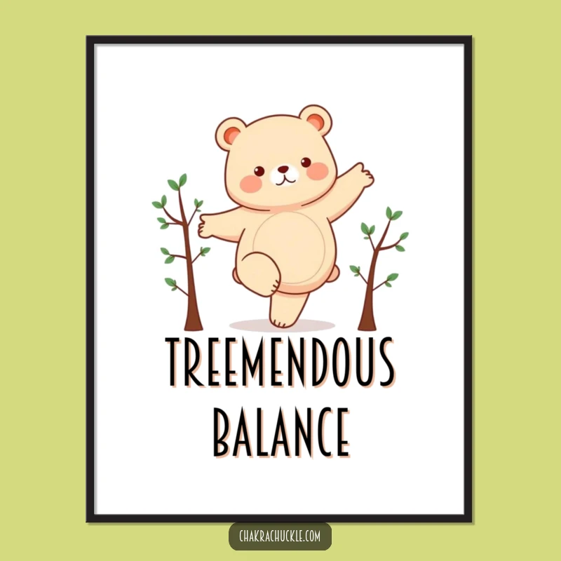 Funny Chubby Bear Yoga Poster - Hilarious Wall Art for a Giggle-Inducing Space