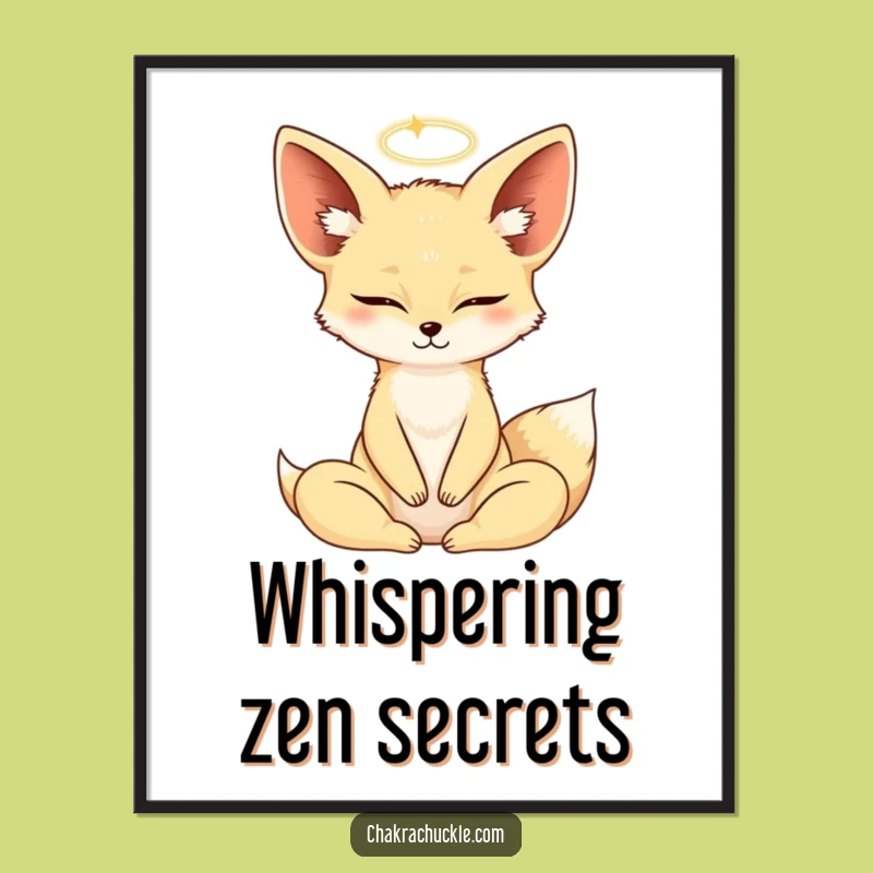 Funny Fennec Fox Meditation Poster - Zen Yoga Wall Art Gift