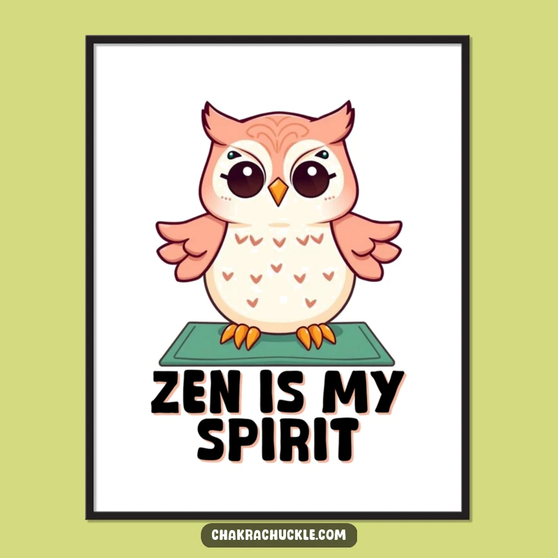 Funny Giggling Owl Poster: Hilarious Meditation Art for a Joyful Space