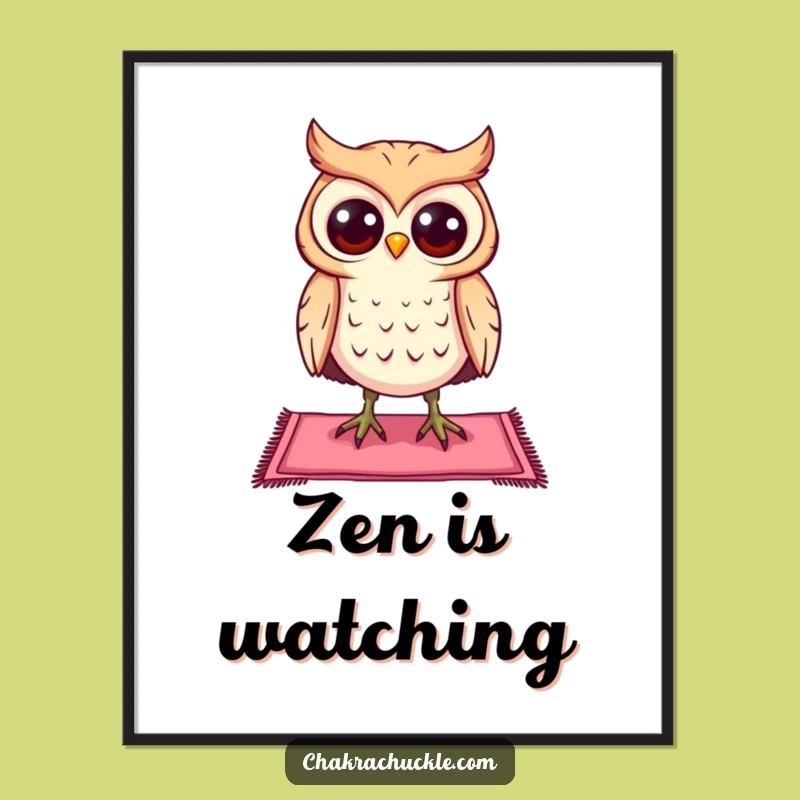Funny Curious Owl Yoga Poster: Bring Zen and Humor to Your Walls