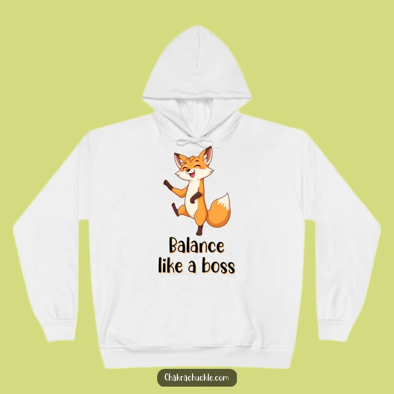 Funny Fox Tree Pose Hoodie: Cozy Yoga Sweatshirt for Sly Fox Lovers
