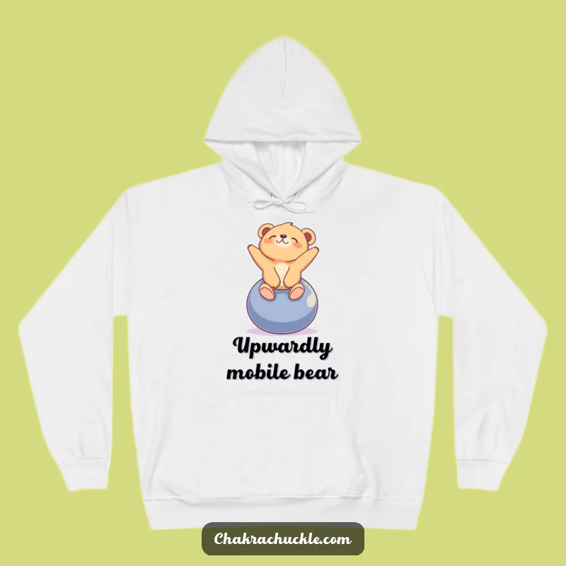 Cozy Funny Bear Yoga Hoodie: Blissful Cub, Warm Serenity Gift