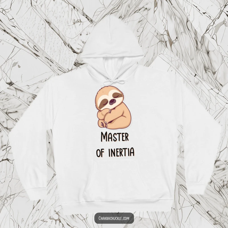 Funny Sloth Hoodie showcasing a sleepy sloth in a forward fold pose, offering maximum comfort and a humorous appeal.